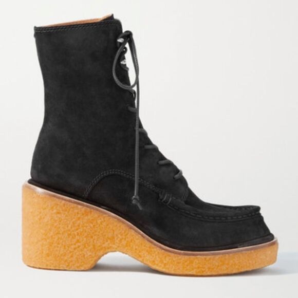 Rag & Bone Scout Suede Platform Ankle Boots Black - Picture 1 of 4